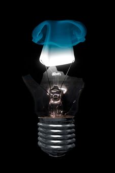 Burning Light Bulb With Cracked Glass Royalty Free Stock Images Burning Light Bulb With Cracked Glass Royalty Free Stock Images