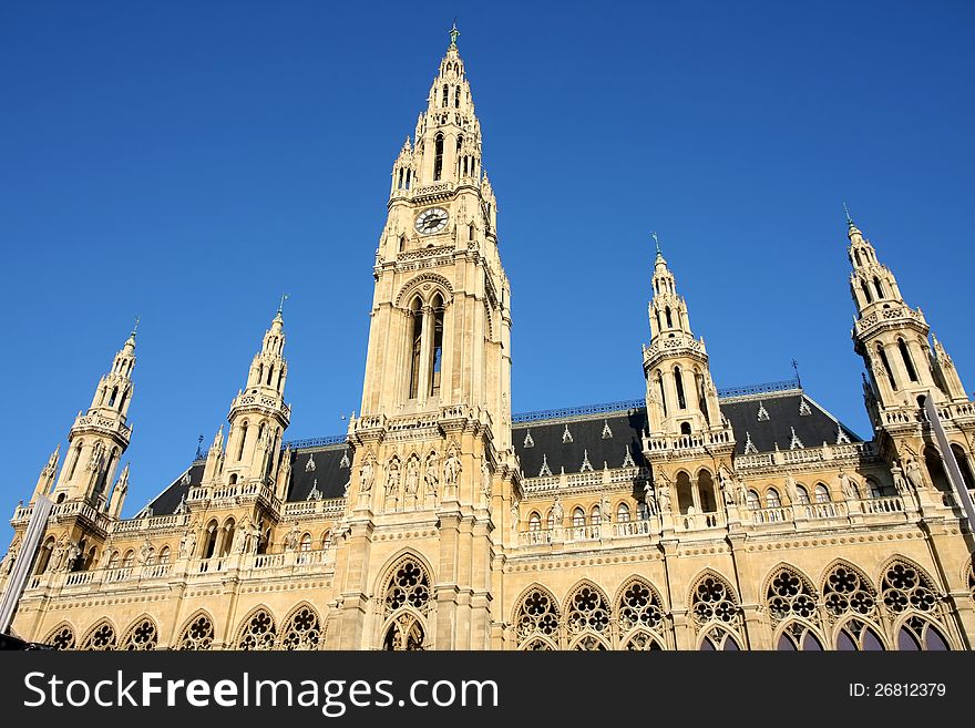 Famous City Hall building, Rathaus in Vienna, Austria