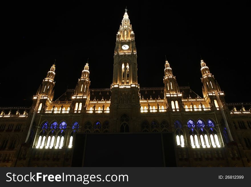 Famous City Hall building, Rathaus in Vienna, Austria