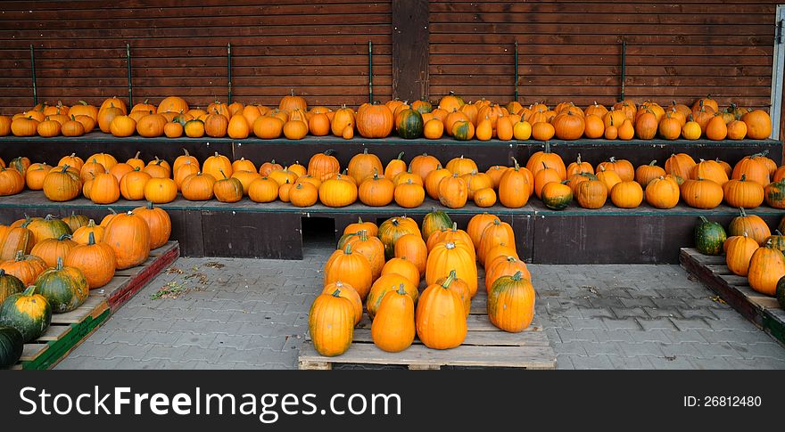 Pumpkins on a farmers market in Germany. Pumpkins on a farmers market in Germany