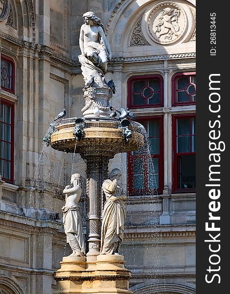 The fountain at the Vienna Opera House, Austria. The fountain at the Vienna Opera House, Austria