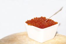 Red Salmon Caviar With A Silver Spoon Royalty Free Stock Photo