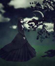 Woman In Black Dress Stock Images Woman In Black Dress Stock Images
