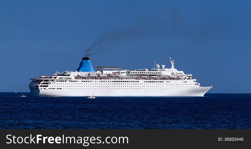 Cruise ship going out to sea