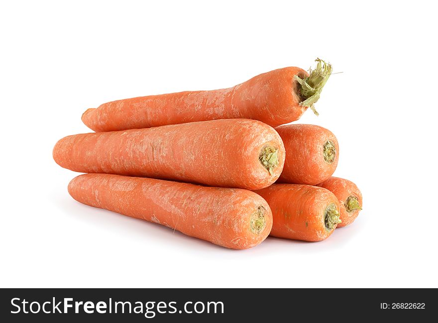 Stack of carrot on white background. Clipping path is included