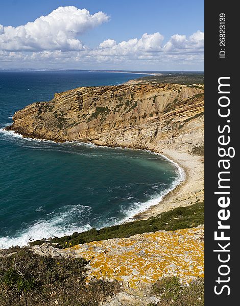 View of the beautiful coastline near Cape Espichel, Sesimbra, Portugal. View of the beautiful coastline near Cape Espichel, Sesimbra, Portugal.