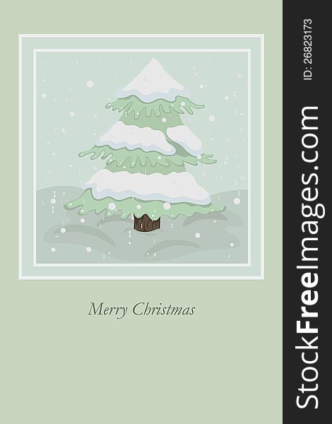 Vector grunge Christmas card with tree