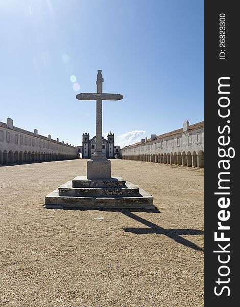 View of the religious sanctuary of Cape Espichel, Sesimbra, Portugal.