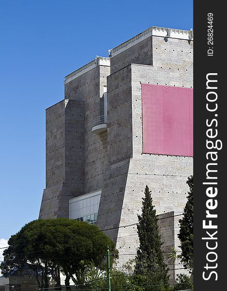 Partial view of the wonderful Belem Cultural Center, located in Lisbon, Portugal.