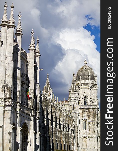 Partial view of the wonderful monument Mosteiro dos Jeronimos located in Lisbon, Portugal. Partial view of the wonderful monument Mosteiro dos Jeronimos located in Lisbon, Portugal.