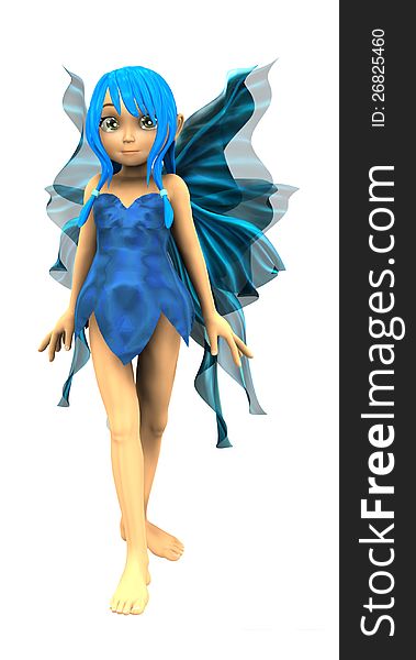 3d render of cute cartoon fairy on white background.