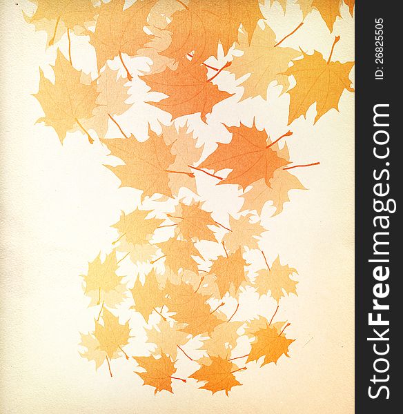 Colorful falling maple leaves on grunge background. Colorful falling maple leaves on grunge background.