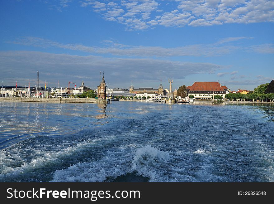 The German city of Constance.wiew of the Bodensee harbour, morning light. The German city of Constance.wiew of the Bodensee harbour, morning light.