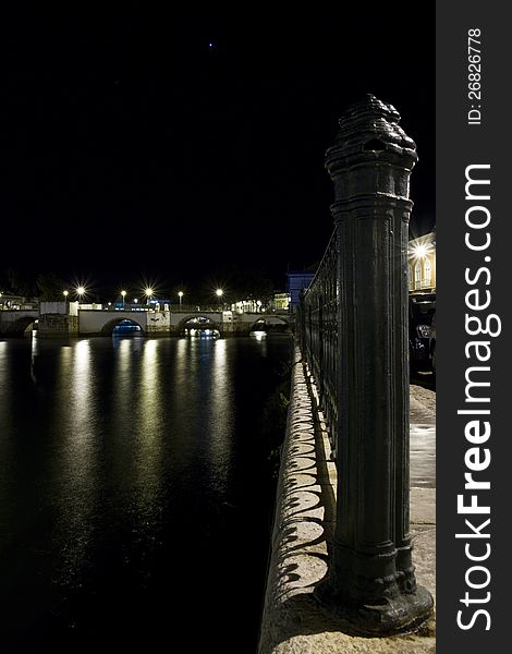 View of beautiful Tavira city in the night located in the Algarve, Portugal. View of beautiful Tavira city in the night located in the Algarve, Portugal.