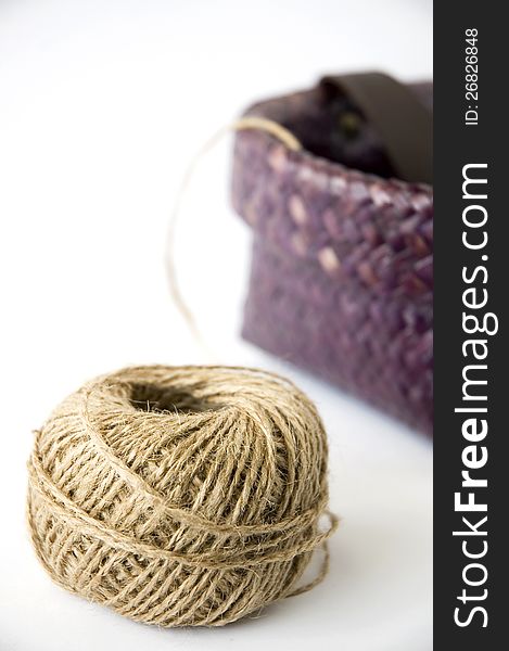 Hemp rope with basket background