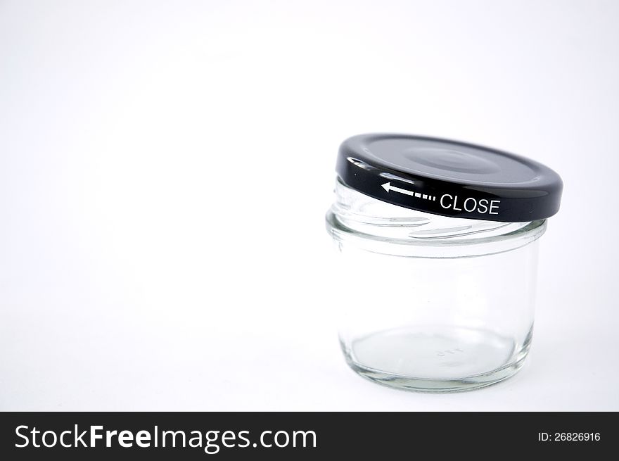 Turn to close glass bottle on white background. Turn to close glass bottle on white background