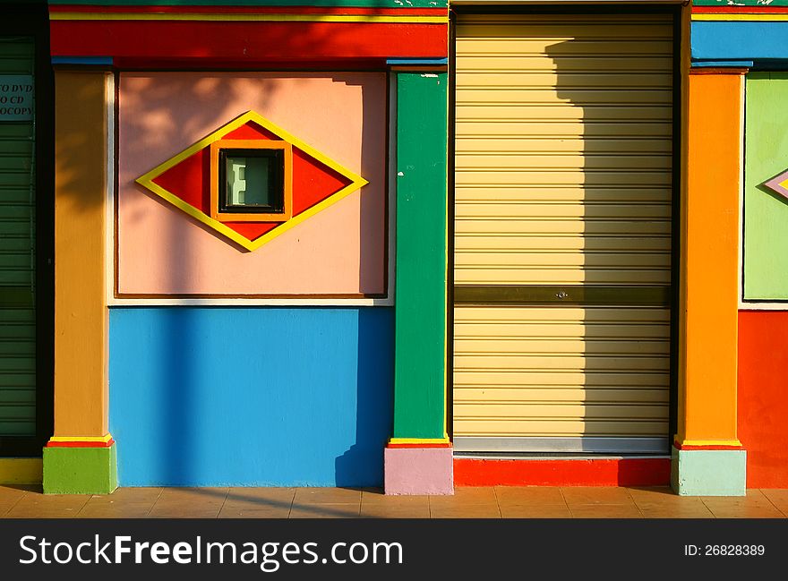 Colorful Graphic Facade Of Shophouse At Little Ind