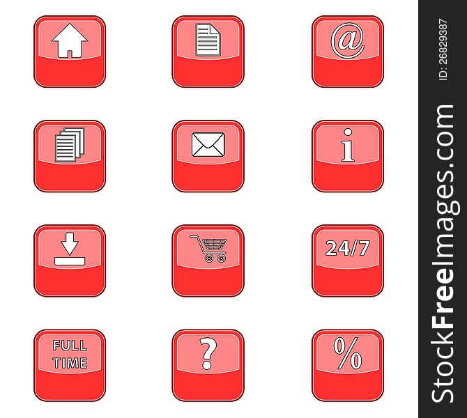 Big set web of red icons