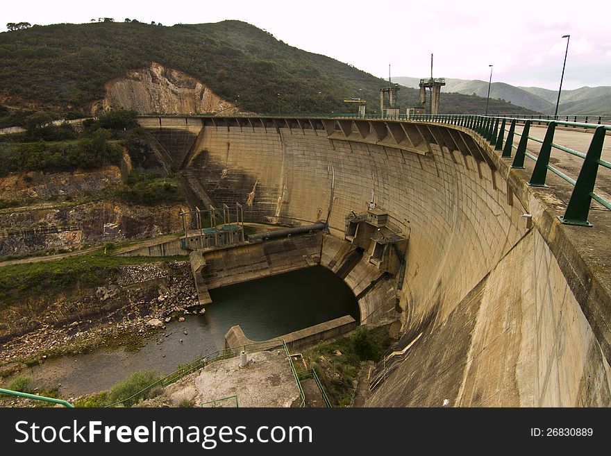 General view of the dam near Funcho, Portugal.