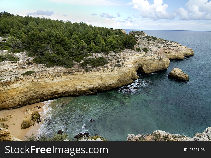 Natural coastline of Algarve