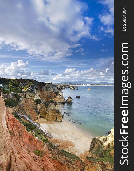 View of the beautiful natural coastline of the region of Lagos, Algarve, Portugal. View of the beautiful natural coastline of the region of Lagos, Algarve, Portugal.