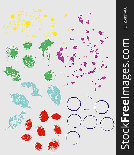 Set of some types of blots usable as brush strokes for computer graphics illustrations and collages. Set of some types of blots usable as brush strokes for computer graphics illustrations and collages