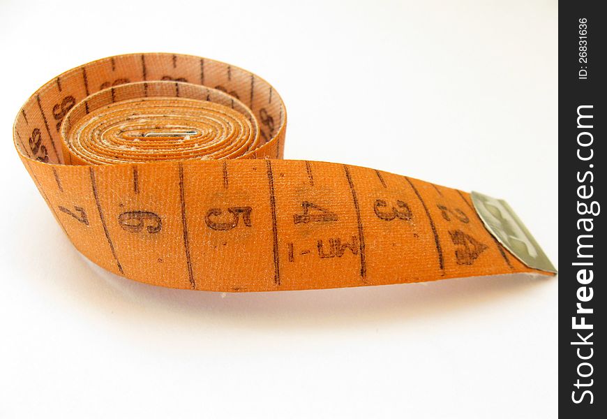 Measuring tape on a white background