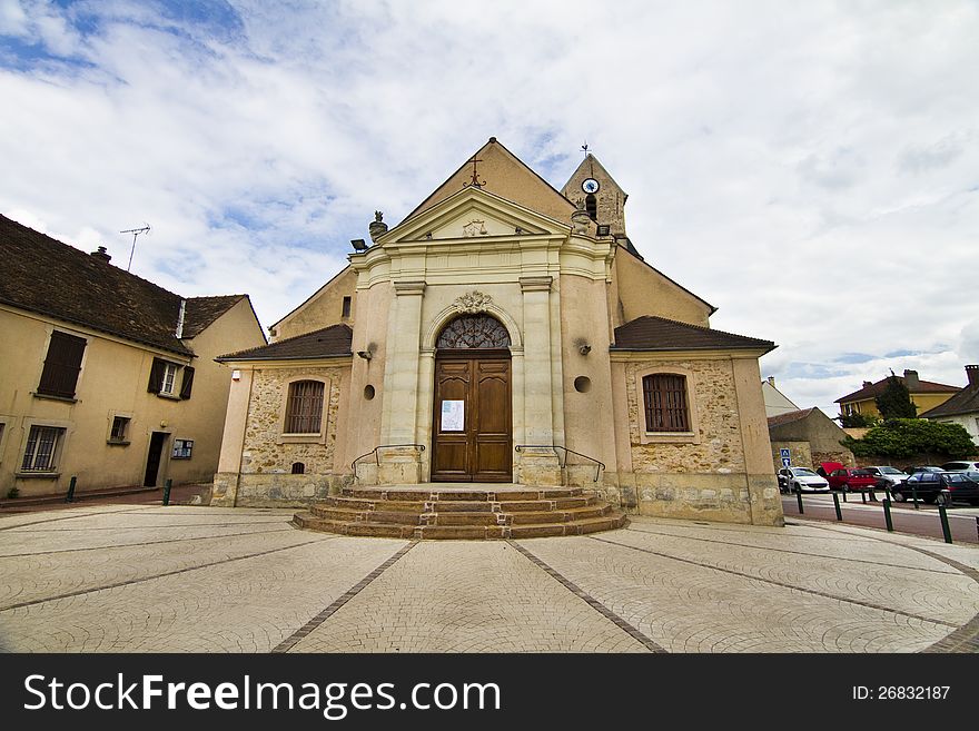 View of the wonderful church of Morangis village on the outskirts of Paris, France. View of the wonderful church of Morangis village on the outskirts of Paris, France.