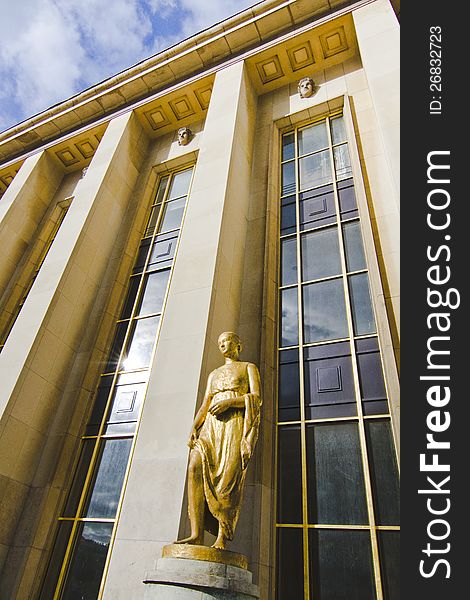 View of a beautiful section of the Chaillot palace in Paris, France. View of a beautiful section of the Chaillot palace in Paris, France.