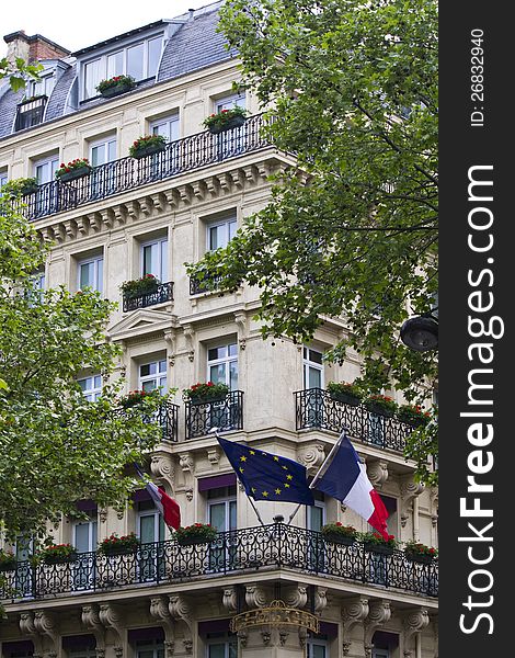 Close up section of the typical buildings of the streets of Paris, France. Close up section of the typical buildings of the streets of Paris, France.