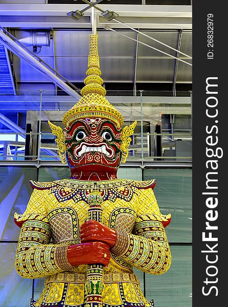 Giant statue at Suvannabhumi air port, Thai international air port.