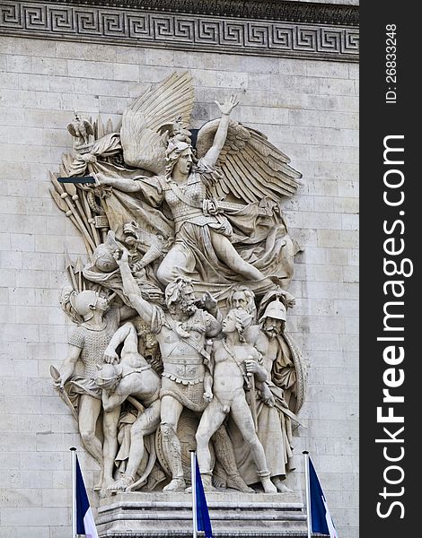 View of the Le Depart de 1792 (La Marseillaise), in the Arc of Triumph in Paris, France. View of the Le Depart de 1792 (La Marseillaise), in the Arc of Triumph in Paris, France.