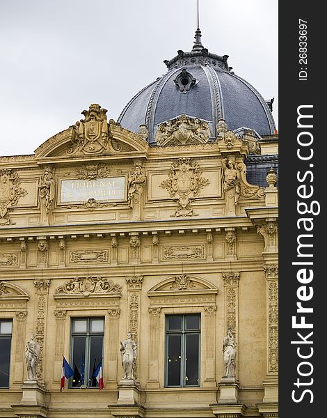 Partial view of the wonderful building, Tribunal de Commerce de Paris, France.