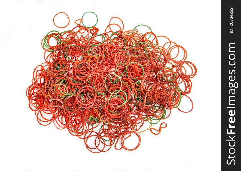 Colourful elastic bands on white background. Colourful elastic bands on white background