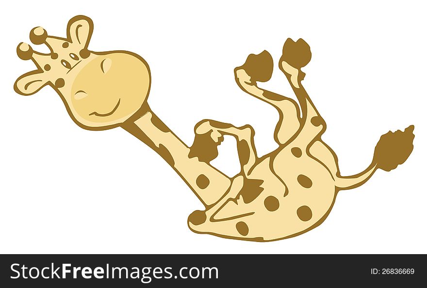 Little giraffe kid enjoying cartoon