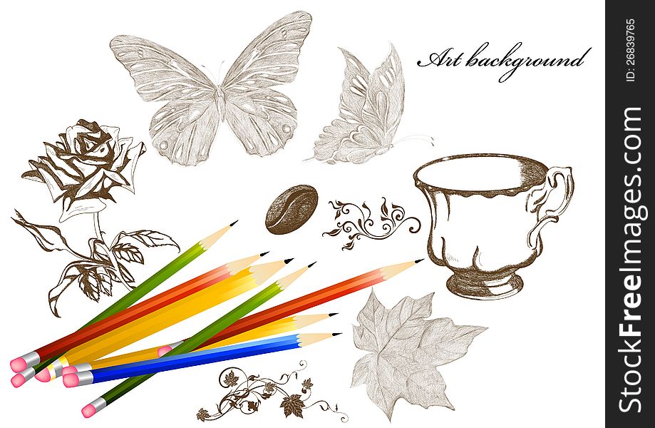 Art background for design
Art background with pencils and hand drawn objects