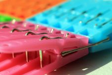 Colored Plastic Clothes Pegs Royalty Free Stock Image