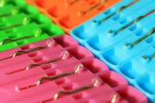 Colored Plastic Clothes Pegs Royalty Free Stock Images