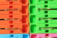 Colored Plastic Clothes Pegs Royalty Free Stock Image