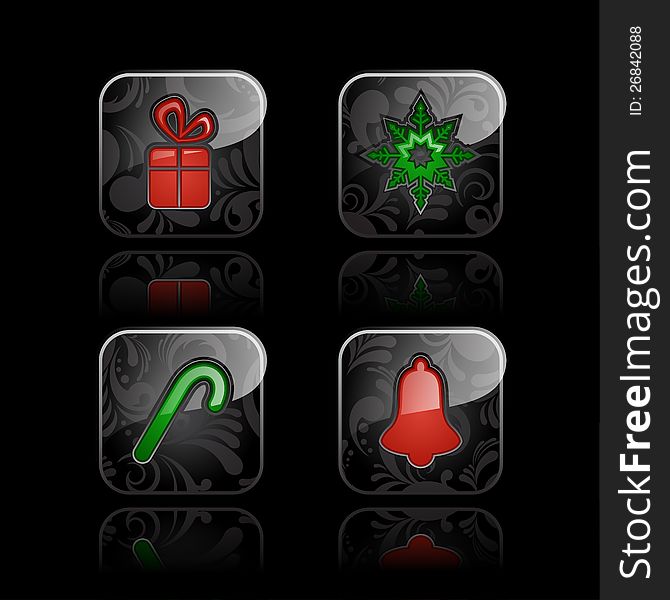 Set of Christmas and New Year icons. Set of Christmas and New Year icons