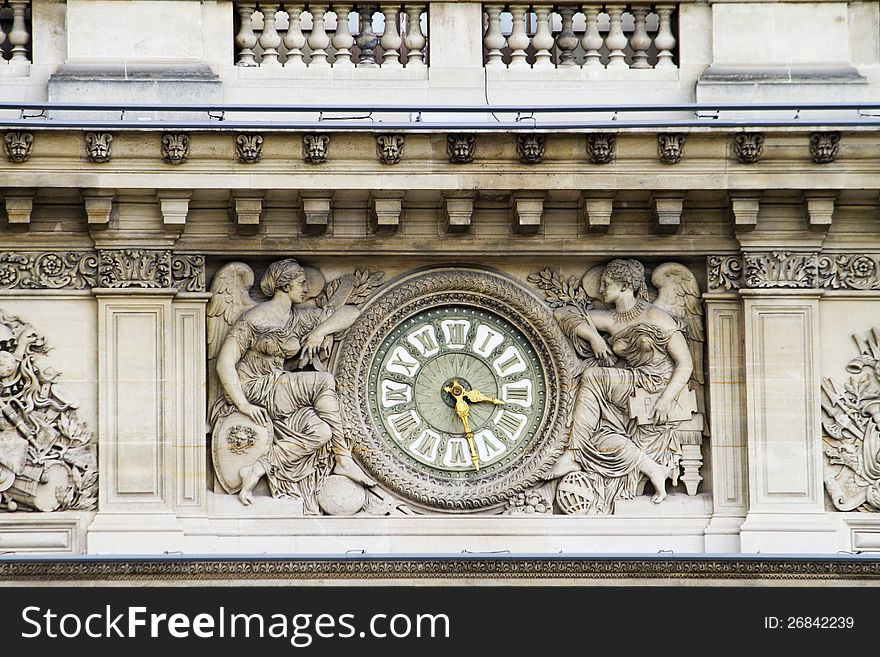 Partial view of the Museum of the Louvre in Paris, France