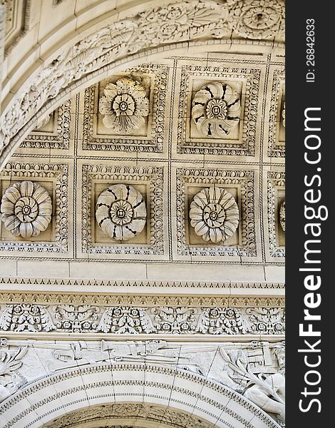 Partial view of the Museum of the Louvre in Paris, France