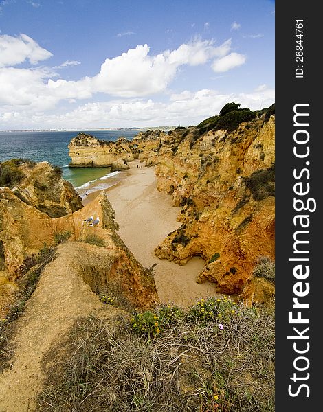 Wonderful view of a beautiful beach in the Prainha area, in the Algarve, Portugal. Wonderful view of a beautiful beach in the Prainha area, in the Algarve, Portugal.