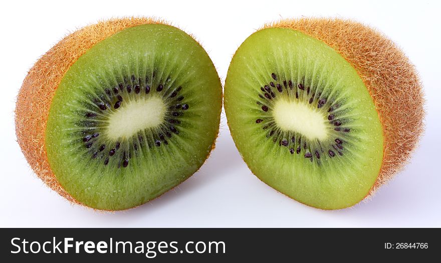 Kiwi fruit portion on white