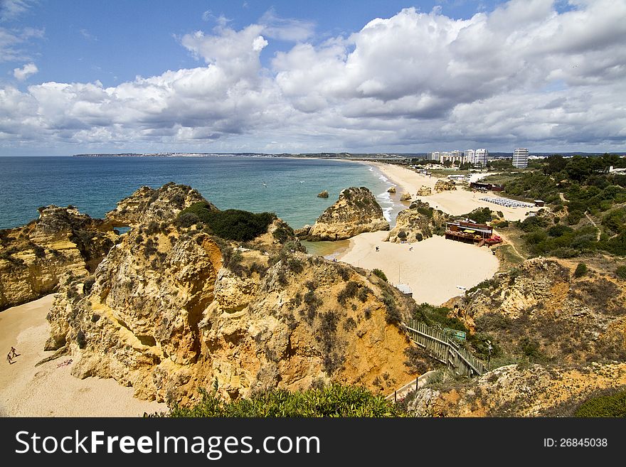 Wonderful view of a beautiful beach in the Prainha area, in the Algarve, Portugal. Wonderful view of a beautiful beach in the Prainha area, in the Algarve, Portugal.