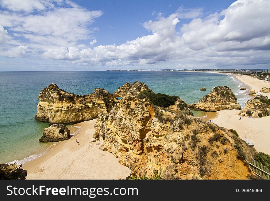 Wonderful view of a beautiful beach in the Prainha area, in the Algarve, Portugal. Wonderful view of a beautiful beach in the Prainha area, in the Algarve, Portugal.