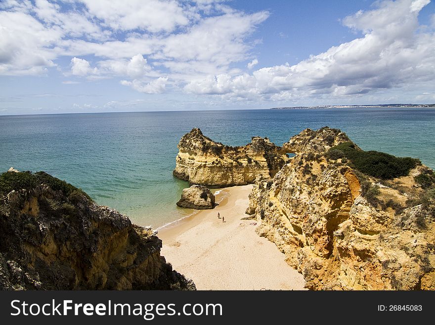 Wonderful view of a beautiful beach in the Prainha area, in the Algarve, Portugal. Wonderful view of a beautiful beach in the Prainha area, in the Algarve, Portugal.