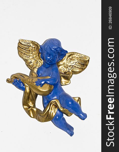 Blue angel with golden wings
