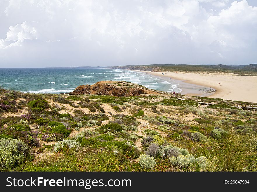 Beautiful view of the  beaches and coastline of Sagres, located in the Algarve, Portugal. Beautiful view of the  beaches and coastline of Sagres, located in the Algarve, Portugal.