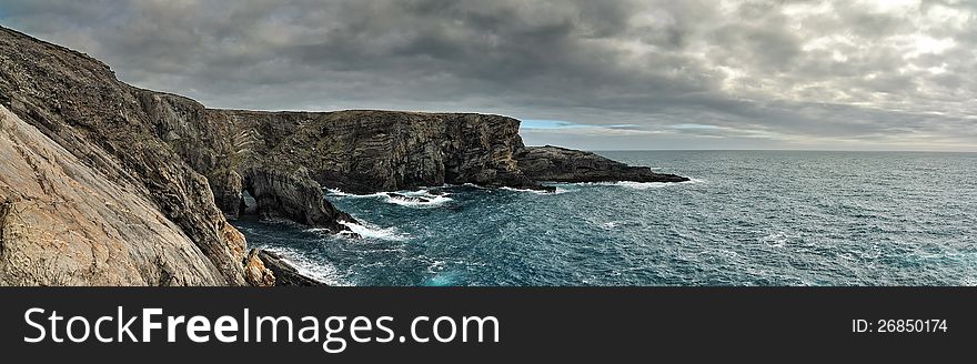 A panorama of Mizen Head located in Ireland.
